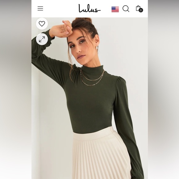 Lulu’s Kaylene Olive Green Mock Neck Long Sleeve Top— Size XL— NWT - Picture 2 of 6